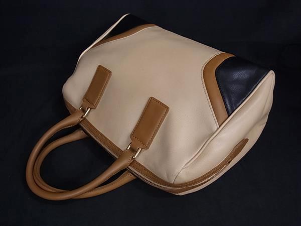 HUNTING WORLD ハンティングワールド ハンドバッグ - ベージュ ブラウン レザー レディース 美品