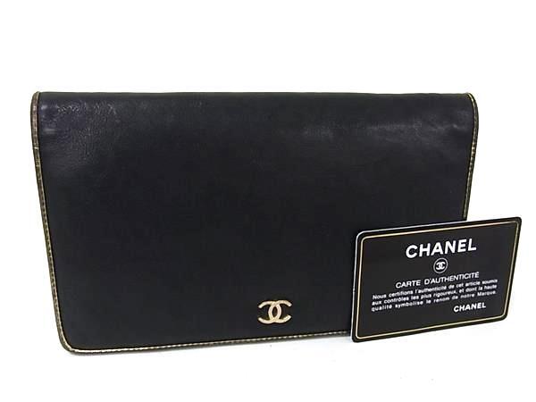 CHANEL シャネル 財布 セブルガ - ブラック ブラック ユニセックス ココマーク 二つ折り長財布