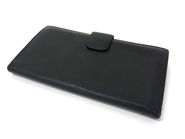 PRADA プラダ 財布 トライアングルロゴ 1M1133 ブラック サフィアーノレザー ユニセックス Wホック 二つ折り長財布 三角ロゴマーク シルバー金具 美品
