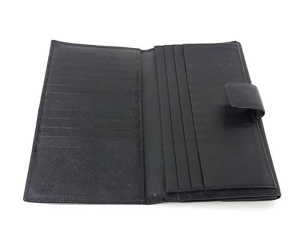 PRADA プラダ 財布 トライアングルロゴ 1M1133 ブラック サフィアーノレザー ユニセックス Wホック 二つ折り長財布 三角ロゴマーク シルバー金具 美品