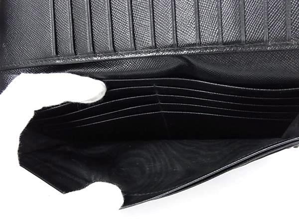 PRADA プラダ 財布 トライアングルロゴ 1M1133 ブラック サフィアーノレザー ユニセックス Wホック 二つ折り長財布 三角ロゴマーク シルバー金具 美品