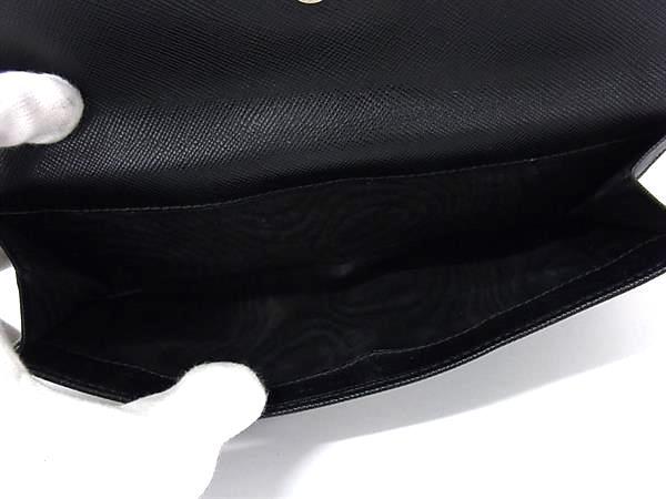 PRADA プラダ 財布 トライアングルロゴ 1M1133 ブラック サフィアーノレザー ユニセックス Wホック 二つ折り長財布 三角ロゴマーク シルバー金具 美品
