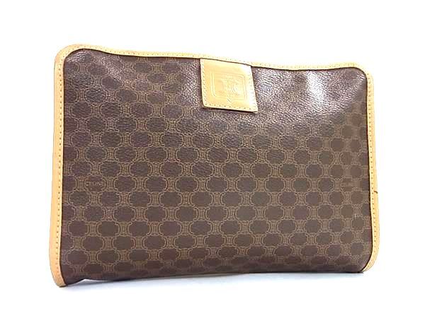 CELINE セリーヌ セカンドバッグ マカダム M12 ブラウン PVC レザー ユニセックス