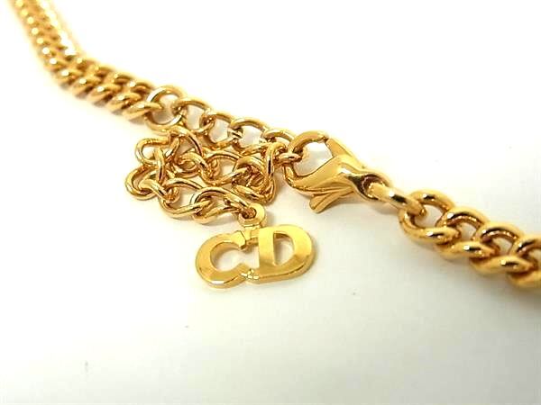 ChristianDior クリスチャンディオール ネックレス ラインストーン ハート ネックレス - ゴールド メタル レディース 美品