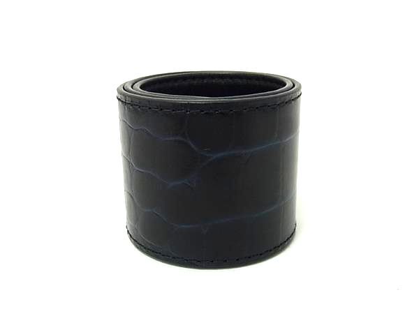 BALENCIAGA バレンシアガ ブレスレット サイクル - ブラック ネイビー クロコダイル型押しレザー ユニセックス 新古未使用展示品