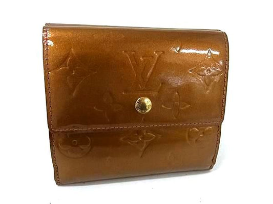 LOUIS VUITTON ルイヴィトン 財布 ポルトモネ ビエ カルトクレディ M91170 ブロンズ モノグラムヴェルニ レディース Wホック 三つ折り財布 ゴールド金具