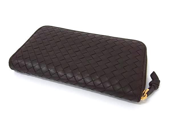 BOTTEGA VENETA ボッテガヴェネタ 財布 イントレチャート 114076 ブラウン レザー ユニセックス ラウンドファスナー 長財布 美品