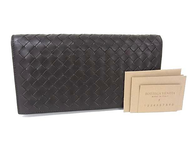 BOTTEGA VENETA ボッテガヴェネタ 財布 イントレチャート 長財布 156819 ブラウン レザー ユニセックス 二つ折り財布 美品