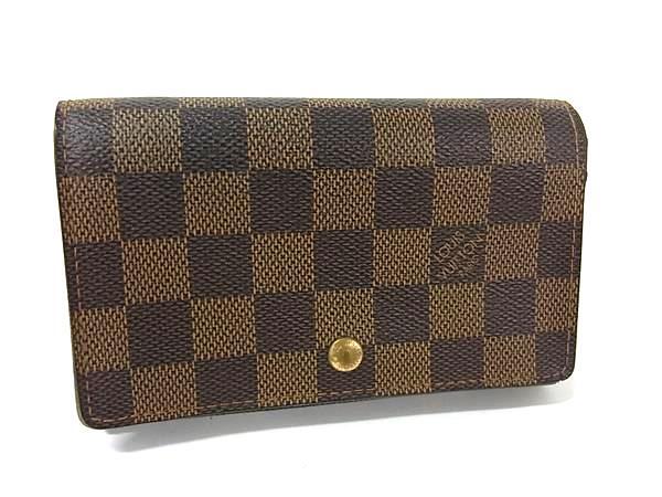 LOUIS VUITTON ルイヴィトン 財布 ダミエ ポルトモネ ビエ トレゾール N61730 エベヌ PVC レザー レディース 二つ折り財布