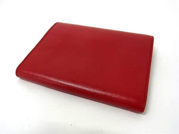 PRADA プラダ 財布 三つ折り財布 レッド サフィアーノレザー レディース ゴールド金具