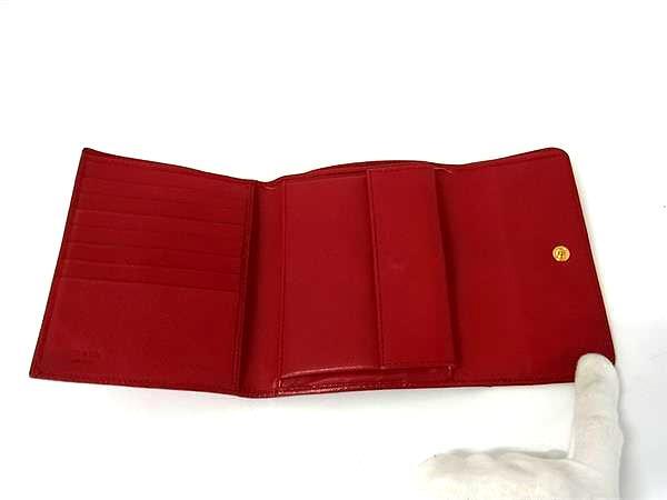 PRADA プラダ 財布 三つ折り財布 レッド サフィアーノレザー レディース ゴールド金具