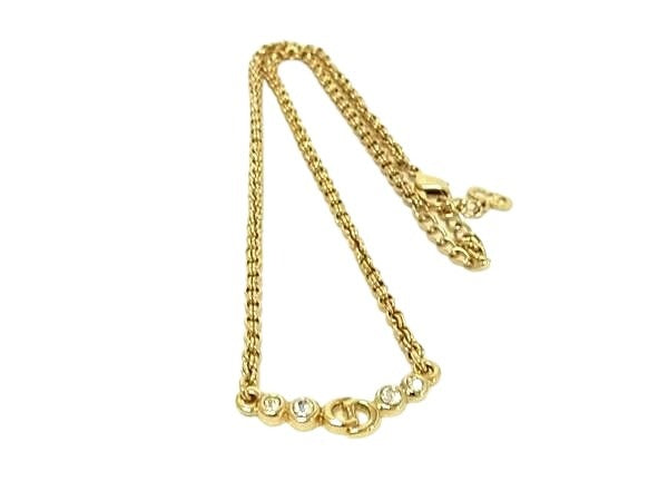ChristianDior ディオール ネックレス CDロゴ - ゴールド メタル レディース ラインストーン 美品