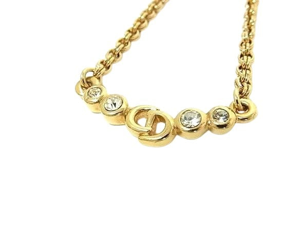 ChristianDior ディオール ネックレス CDロゴ - ゴールド メタル レディース ラインストーン 美品