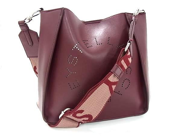 STELLA McCARTNEY ステラ マッカートニー ショルダーバッグ ステラ ロゴ スクエア クロスボディ 557906 W8542 ボルドー系 ヴィーガンレザー レディース シルバー金具 美品