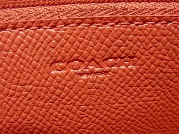 COACH コーチ 長財布 ボーダー スタッズ アコーディオン ジップ アラウンド F55610 コーラルピンク系 レザー レディース スタッズ シルバー金具 新古未使用展示品