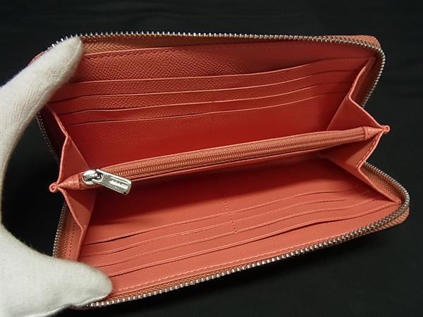 COACH コーチ 長財布 ボーダー スタッズ アコーディオン ジップ アラウンド F55610 コーラルピンク系 レザー レディース スタッズ シルバー金具 新古未使用展示品