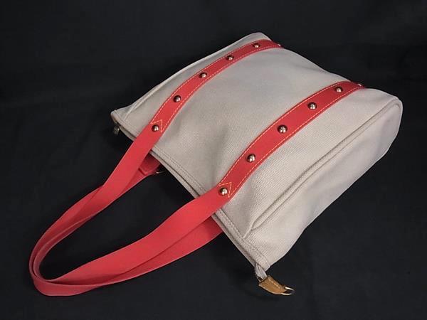 LOUIS VUITTON ルイヴィトン トートバッグ アンティグア カバMM M40035 ベージュ レッド キャンバス レザー レディース ゴールド金具