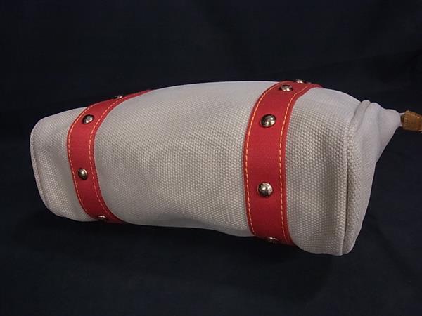 LOUIS VUITTON ルイヴィトン トートバッグ アンティグア カバMM M40035 ベージュ レッド キャンバス レザー レディース ゴールド金具