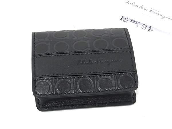 Salvatore Ferragamo フェラガモ 小銭入れ ガンチーニ コインケース 66 8732 ブラック レザー ユニセックス 美品