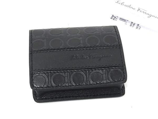 Salvatore Ferragamo フェラガモ 小銭入れ ガンチーニ コインケース 66 8732 ブラック レザー ユニセックス 美品