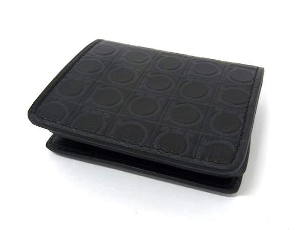 Salvatore Ferragamo フェラガモ 小銭入れ ガンチーニ コインケース 66 8732 ブラック レザー ユニセックス 美品