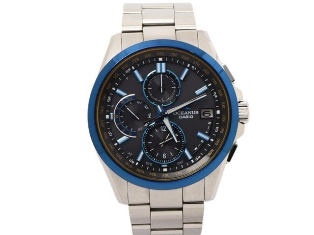 CASIO カシオ 腕時計 オシアナス クラシックライン OCW T2600G 1AJF シルバー 黒文字盤 チタン メンズ ソーラー電波 アナログ