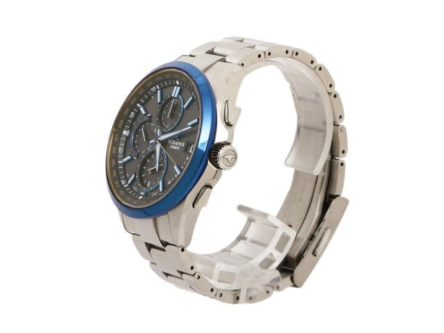 CASIO カシオ 腕時計 オシアナス クラシックライン OCW T2600G 1AJF シルバー 黒文字盤 チタン メンズ ソーラー電波 アナログ