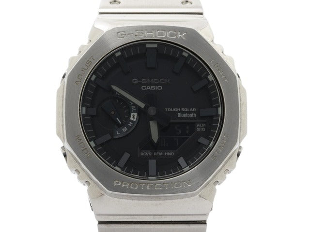 CASIO カシオ 腕時計 Gショック フルメタル GM B2100SD 1AJF シルバー 黒文字盤 SS メンズ ソーラー Bluetooth アナデジ