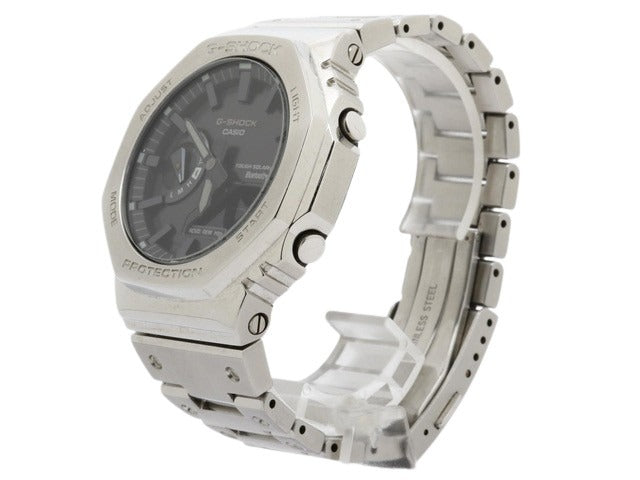 CASIO カシオ 腕時計 Gショック フルメタル GM B2100SD 1AJF シルバー 黒文字盤 SS メンズ ソーラー Bluetooth アナデジ