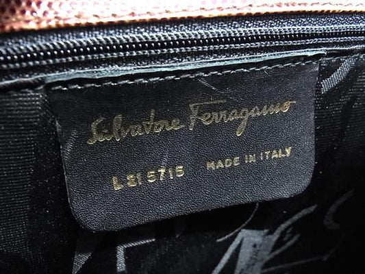Salvatore Ferragamo フェラガモ ショルダーバッグ 21 5715 ブラウン リザード型押しレザー レディース ゴールド金具