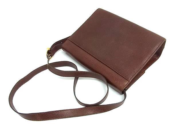 Salvatore Ferragamo フェラガモ ショルダーバッグ 21 5715 ブラウン リザード型押しレザー レディース ゴールド金具