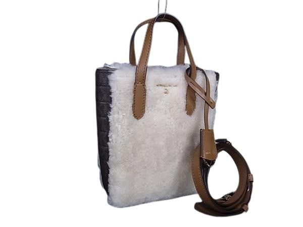 MICHAEL KORS マイケルコース ハンドバッグ アイボリー ブラウン ボア PVC レザー レディース 2WAY MK柄 新品未使用展示品
