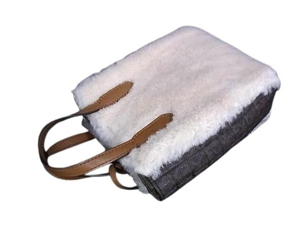 MICHAEL KORS マイケルコース ハンドバッグ アイボリー ブラウン ボア PVC レザー レディース 2WAY MK柄 新品未使用展示品