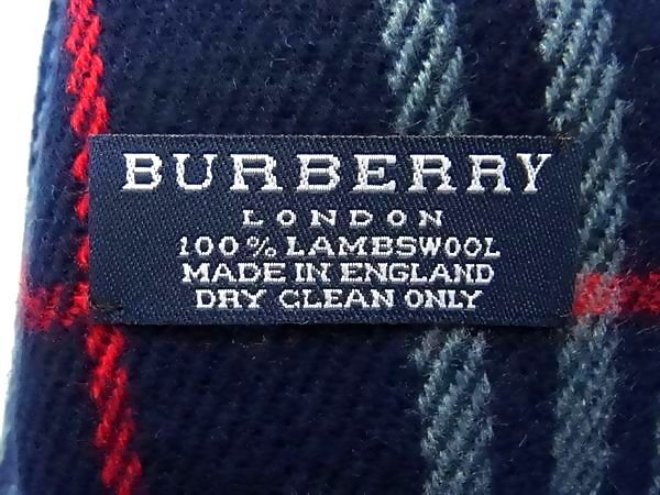 BURBERRY バーバリー マフラー ノバチェック ネイビー系 ウール100％ ユニセックス フリンジ 新品未使用展示品