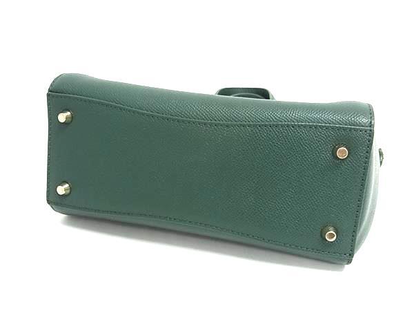 FURLA フルラ ハンドバッグ ミネルヴァ グリーン レザー レディース 2WAY ゴールド金具 超美品