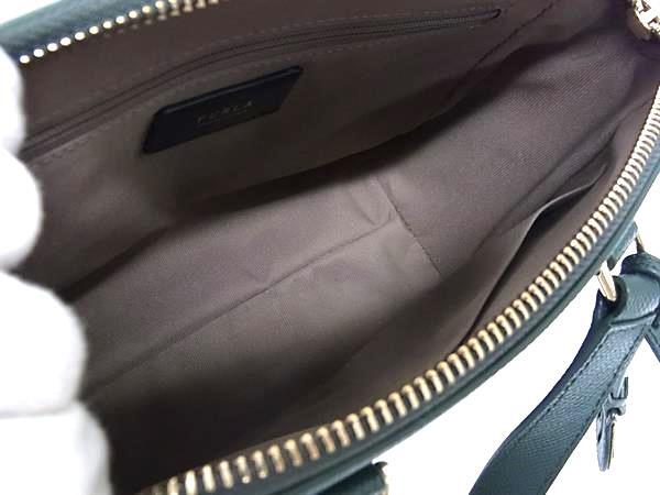 FURLA フルラ ハンドバッグ ミネルヴァ グリーン レザー レディース 2WAY ゴールド金具 超美品