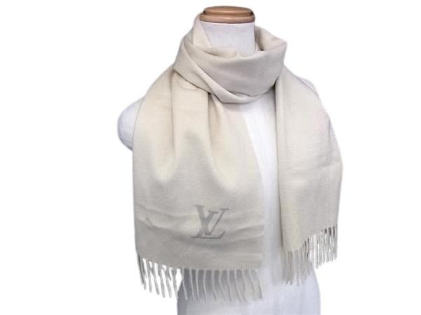 LOUIS VUITTON ルイヴィトン マフラー エシャルプ ジェラム M71287 ベージュ(アイボリー系) カシミヤ100％ ユニセックス フリンジ 美品