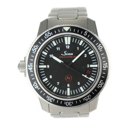 美品 Sinn ジン ダイバーズウォッチ EZM（アインザッツ・ツァイト・メッサー）シリーズ 腕時計 603.EZM3 ステンレススチール マットシルバー ブラック文字盤 自動巻き デイト 50気圧防水
