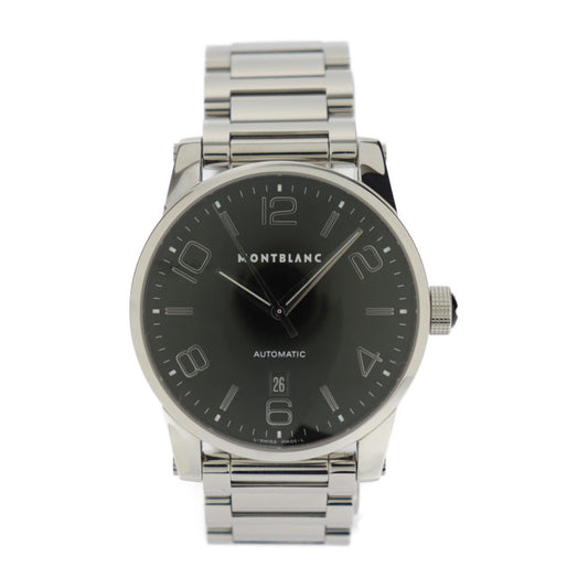 美品 MONTBLANC モンブラン タイムウォーカー 腕時計 MB9672 ステンレススチール シルバー ブラック 3針 自動巻き デイト