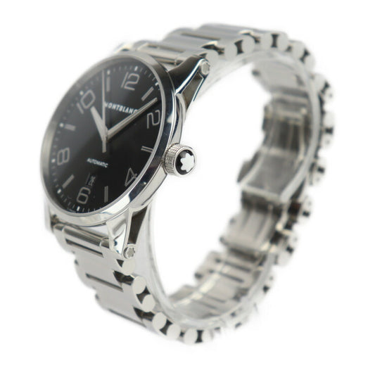 美品 MONTBLANC モンブラン タイムウォーカー 腕時計 MB9672 ステンレススチール シルバー ブラック 3針 自動巻き デイト