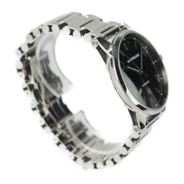 美品 MONTBLANC モンブラン タイムウォーカー 腕時計 MB9672 ステンレススチール シルバー ブラック 3針 自動巻き デイト