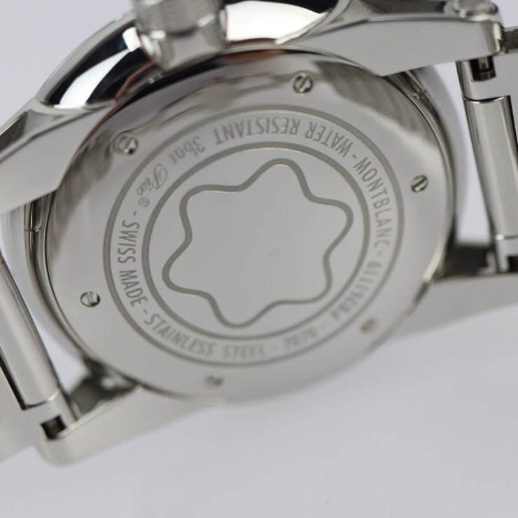美品 MONTBLANC モンブラン タイムウォーカー 腕時計 MB9672 ステンレススチール シルバー ブラック 3針 自動巻き デイト