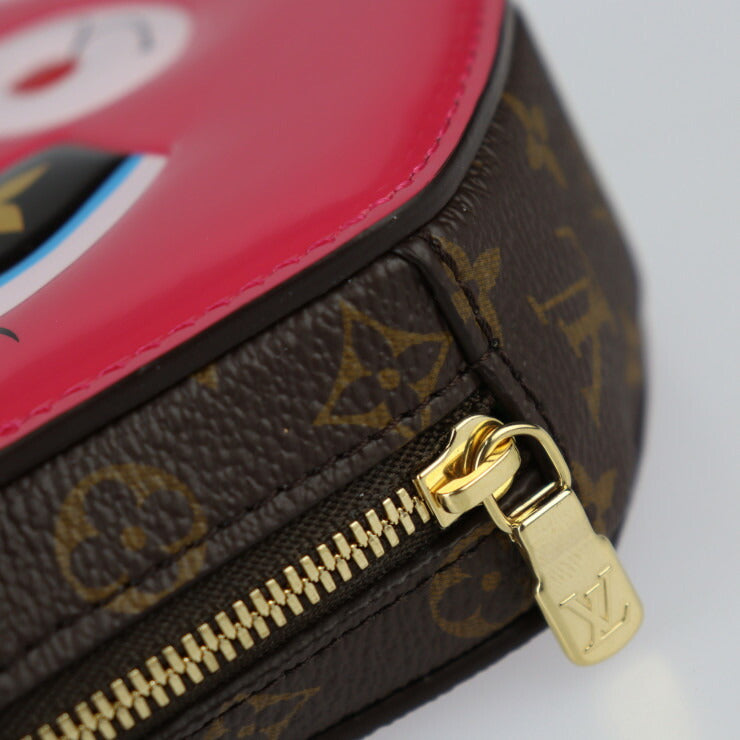 超美品 LOUIS VUITTON ルイ ヴィトン ウォレット オン チェーン アニモグラム ショルダーバッグ M11452 モノグラムキャンバス シャイニーカーフレザー ブラウン ピンク系 ゴールド金具 うさぎ ラビット ポシェット ビトン