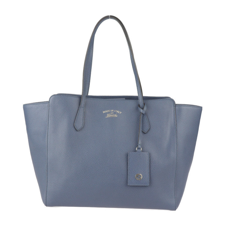 美品 GUCCI グッチ スウィング トート トートバッグ 354397 レザー ネイビー系 ゴールド金具 ショルダーバッグ ラージ