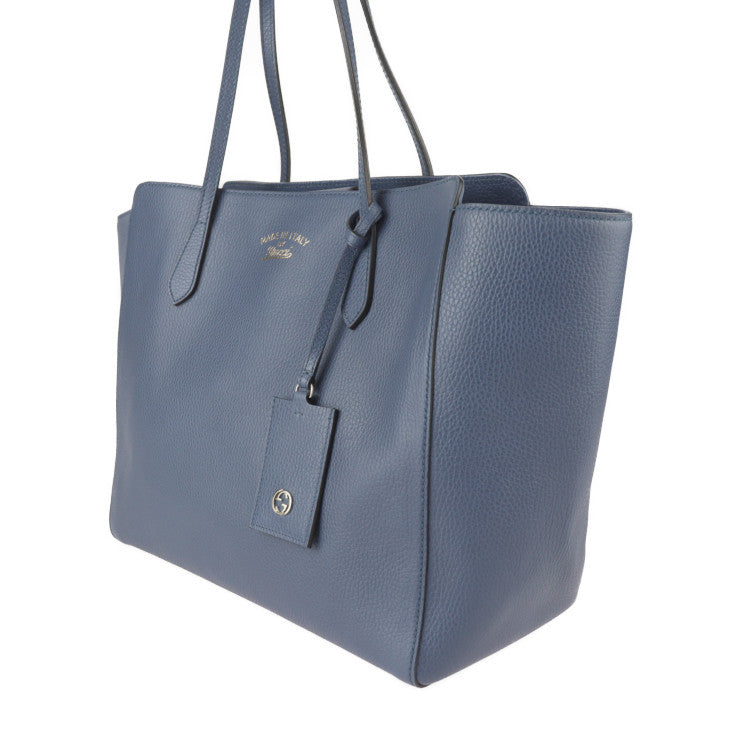 美品 GUCCI グッチ スウィング トート トートバッグ 354397 レザー ネイビー系 ゴールド金具 ショルダーバッグ ラージ