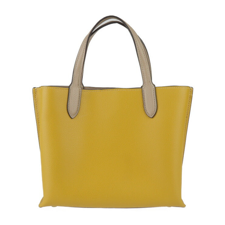 超美品 COACH コーチ ウィロウ トート 24 カラーブロック ハンドバッグ C8561 ポリッシュド ペブル レザー イエロー系 ベージュ系 ゴールド金具 2WAY ショルダーバッグ ターンロック