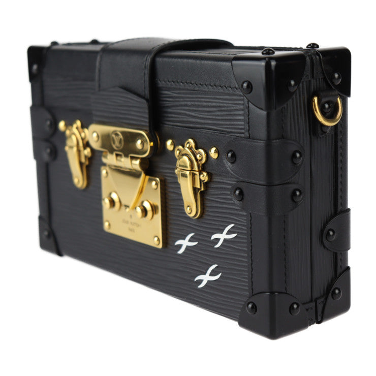 超美品 LOUIS VUITTON ルイ ヴィトン プティット・マル ショルダーバッグ M59179 エピレザー カーフ メタル ブラック ゴールド 2WAY クラッチバッグ ビトン