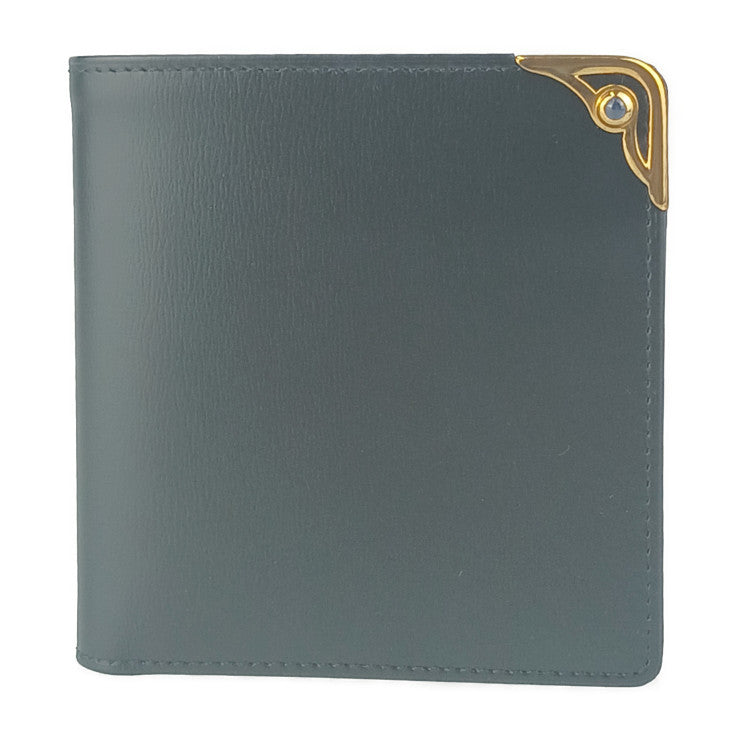 超美品 Cartier カルティエ 二つ折り財布 サファイアライン L3000154 ネイビー ゴールド金具 カーフレザー ユニセックス