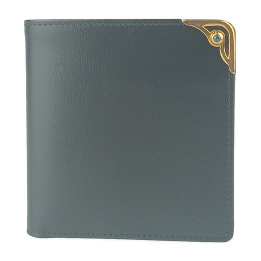 超美品 Cartier カルティエ 二つ折り財布 サファイアライン L3000154 ネイビー ゴールド金具 カーフレザー ユニセックス