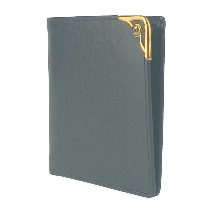 超美品 Cartier カルティエ 二つ折り財布 サファイアライン L3000154 ネイビー ゴールド金具 カーフレザー ユニセックス